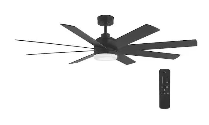 Photo 1 of **MISSING LIGHT FIXTURE AND REMOTE**
Celene II 62 in. Indoor/Outdoor Matte Black DC Motor Ceiling Fan with Adjustable White Integrated LED w/ Remote Included
