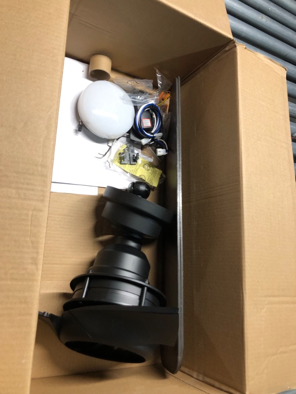 Photo 1 of ***DAMAGED - MISSING BLADE - SEE COMMENTS***
Ester 54 in. White Color Changing Integrated LED Indoor/Outdoor Matte Black Ceiling Fan with Light Kit and Remote