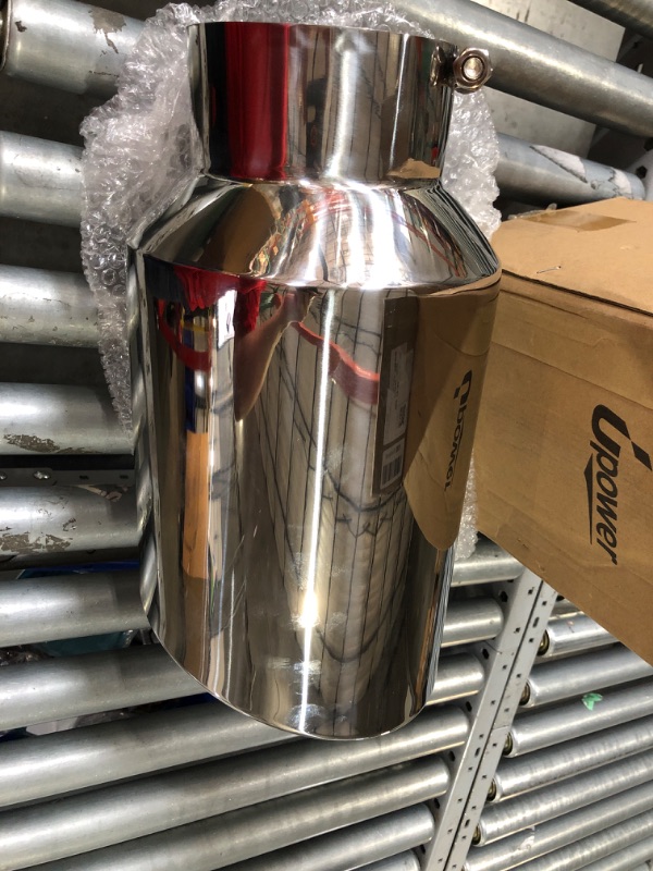 Photo 4 of ***USED*** Upower 5" to 8" Diesel Exhaust Tip Universal Trucks Car Chrome 5 In Inlet 8 In Outlet Exhaust Tip 15" Long 5 x 8 x 15 Inch Diesel Tail Pipe Stainless Steel Polished Bolt/Clamp On