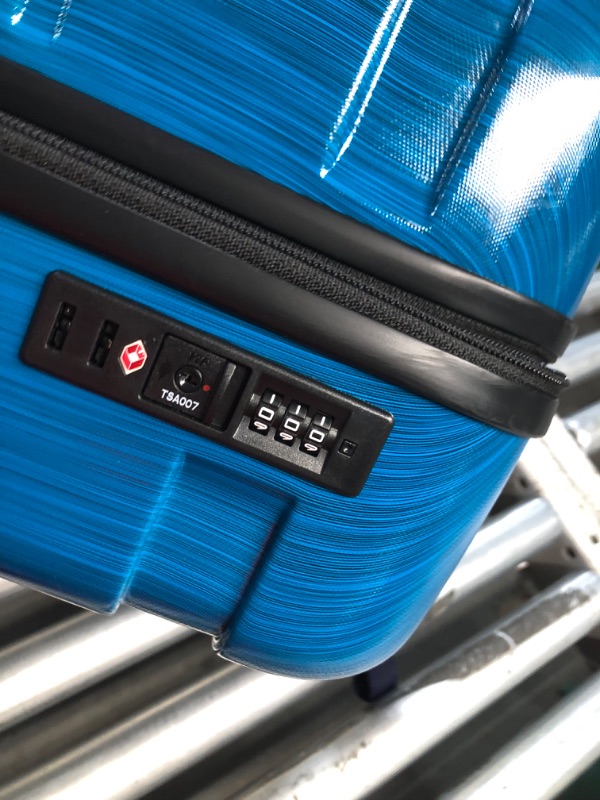 Photo 5 of **DAMAGE** Coolife Luggage Expandable(only 28") Suitcase PC+ABS Spinner Built-In TSA lock 20in 24in 28in Carry on (Caribbean Blue., M(24in).) Caribbean Blue. M(24in). *Minor blemishes to exterior*