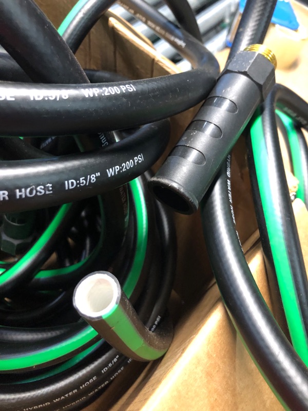 Photo 4 of ***DAMAGED - END BROKEN OFF - UNABLE TO CHECK FOR LEAKS***
SnugNiture Garden Hose 100 ft x 5/8", Heavy Duty, Light Weight, Flexible Water Hose with 3/4'' Solid Fittings for All-Weather Outdoor Black-green 100FT