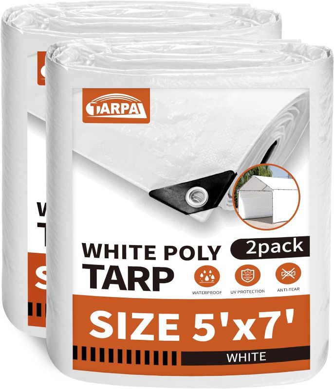 Photo 2 of **general post 
3m X 3m White Tarp Waterproof 7.5 mil(2-Pack) Medium Duty All Purpose Poly Tarps