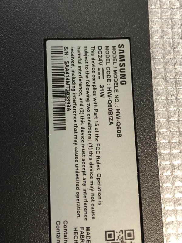 Photo 3 of SAMSUNG HW-Q60B 3.1ch Soundbar w/ Dolby Atmos, DTX Virtual:X Q Symphony, Adaptive Sound, Game Mode, Bluetooth Connection, 2022