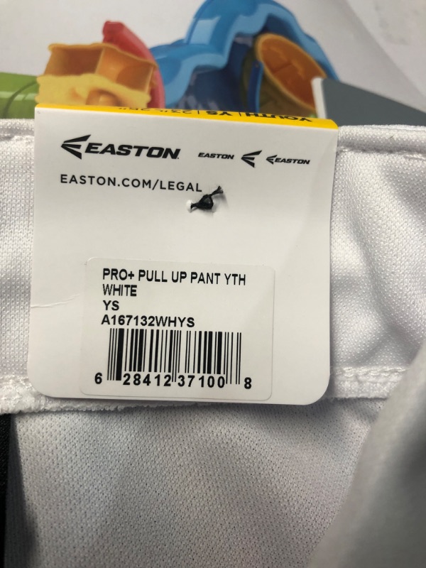 Photo 3 of Easton PRO Pull Up Baseball Pant Series | Youth | Full Length | Elastic Bottom Pro+ Pull Up Small White