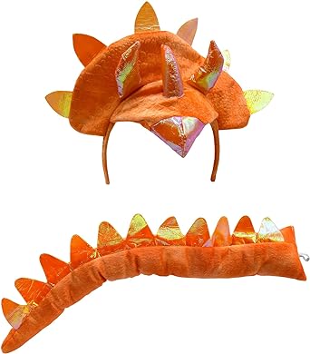 Photo 1 of Nicky Bigs Novelties Adult Triceratops 3 Horn Dinosaur Headband Tail Colorful Costume Accessory Set
