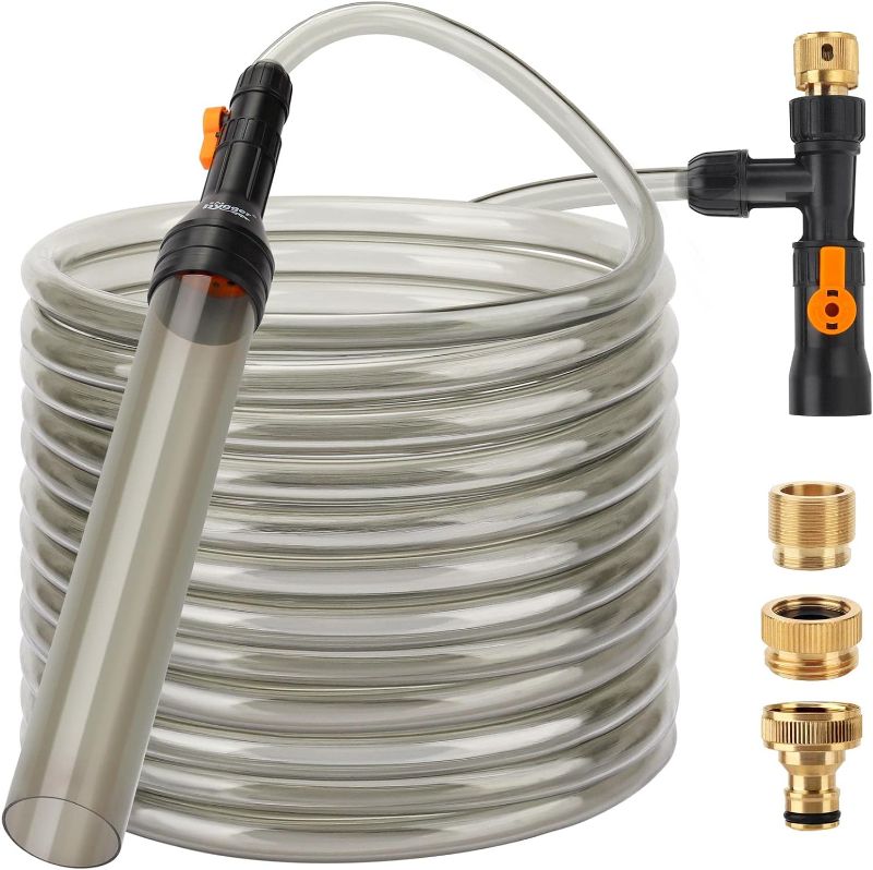 Photo 1 of *DIRTY* hygger Bucket-Free Aquarium Water Change Kit Metal Faucet Connector Fish Tank Vacuum Siphon Gravel Cleaner with Long Hose 49FT Drain & Fill
