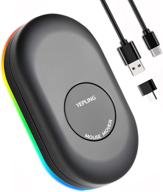 Photo 1 of Mouse Jiggler, Latest Undetectable Mouse Moving Device, Features Switchable Color RGB Lights and Drives Free USB Ports to Enable Free Mouse Movement and Keep Computer Awake
