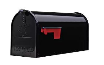 Photo 1 of **DAMAGED/ OFF-SET DOOR**Architectural Mailboxes Post Mount Black Metal Standard Mailbox
