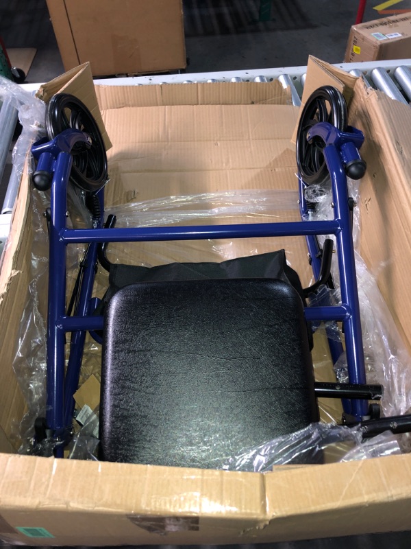 Photo 2 of (NON-REFUNDABLE) Drive Medical Four Wheel Walker Rollator with Fold up Removable Back Support, Blue
