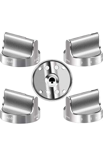 Photo 1 of  Gas Stove Knobs Replacements for Whirlpool Range Oven WFG540H0ES0 10430807 W10676228 4248219 AP5958476 PS10067059 EAP10067059| Stainless Steel | 5 Pack
