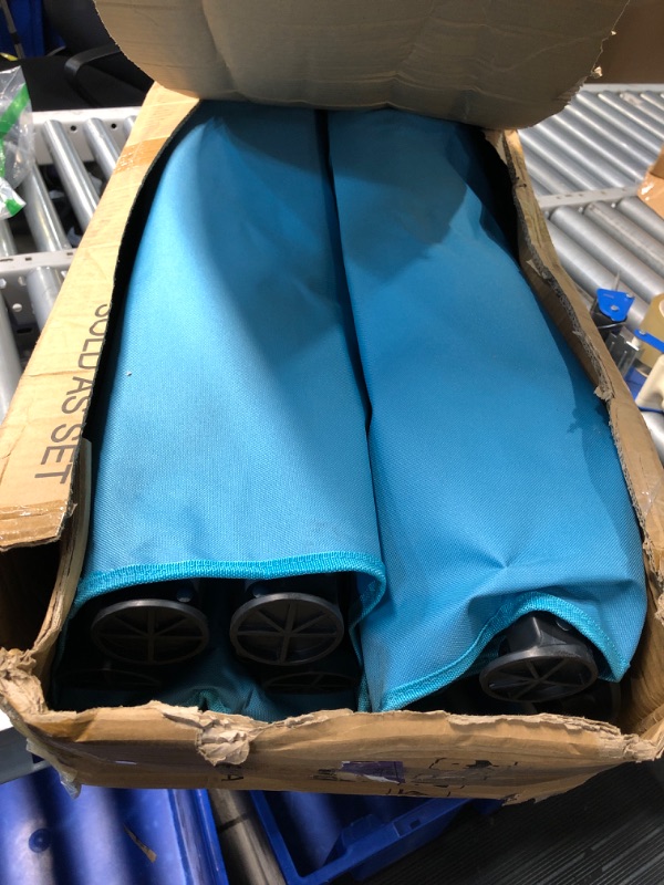 Photo 2 of **MINOR DAMAGE READ NOTES**
Low Folding Beach Chair with Footrest for Adults 265Lbs High Back Beach Chair, Blue (2 Pack)
