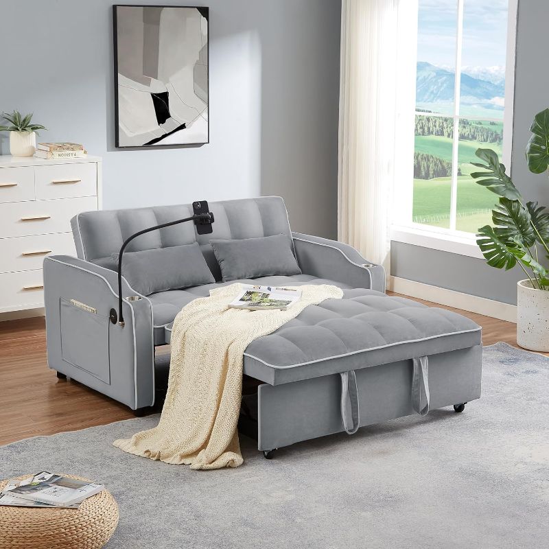 Photo 1 of **MAY BE PARTIAL SET**
Convertible Sleeper Sofa Bed - 3 in 1 Multi-Function Folding Convertible Sofa Bed with USB Ports (Grey with USB Port)