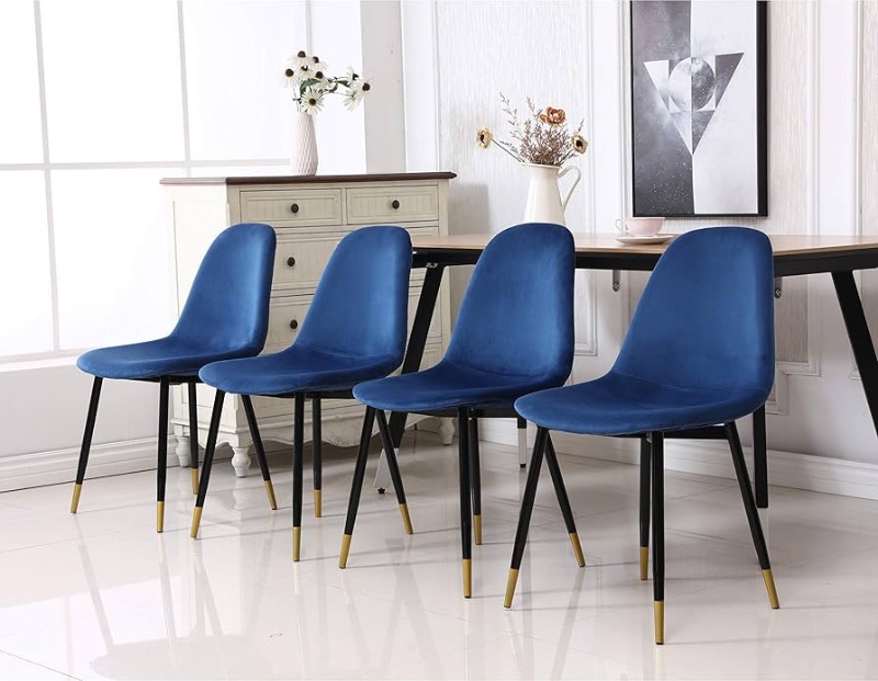 Photo 1 of **MAY BE MISSING PARTS**
Roundhill Furniture Lassan Contemporary Fabric Dining Chairs, Set of 4, 22.25D x 17.25W x 33.25H in, Blue