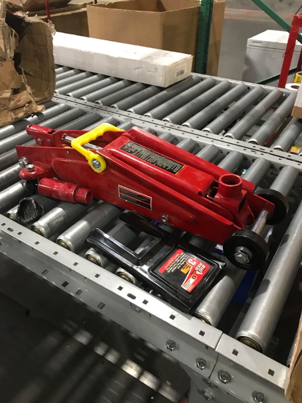 Photo 3 of Bundle of BIG RED T83006 Torin Hydraulic Trolley Service/Floor Jack with Extra Saddle, 3 Ton (6,000 lb) Capacity + BIG RED T43202 Torin Steel Jack Stands, 3 Ton (6,000 lb) Capacity, 2 Stands Red + Jack Stands