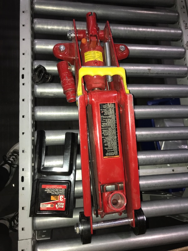 Photo 2 of (NON-REFUNDABLE) BIG RED T83006 Torin Hydraulic Trolley Service/Floor Jack with Extra Saddle (Fits: SUVs and Extended Height Trucks): 3 Ton (6,000 lb) Capacity, Red
