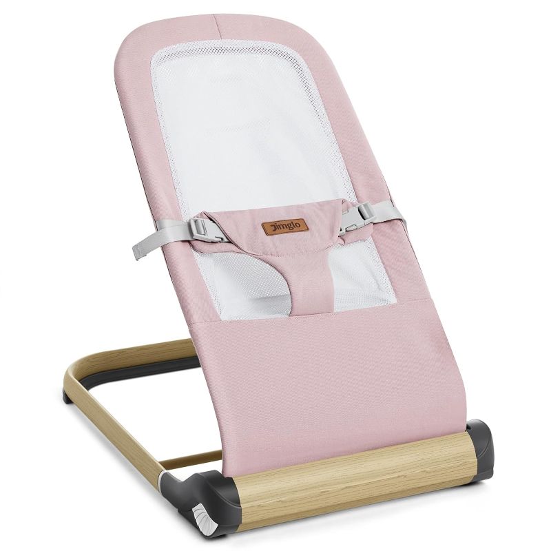 Photo 1 of Jimglo Baby Bouncer, Portable Infant Bouncer Seat for Babies, Newborn Bouncy with Mesh, Foldable, Light Pink