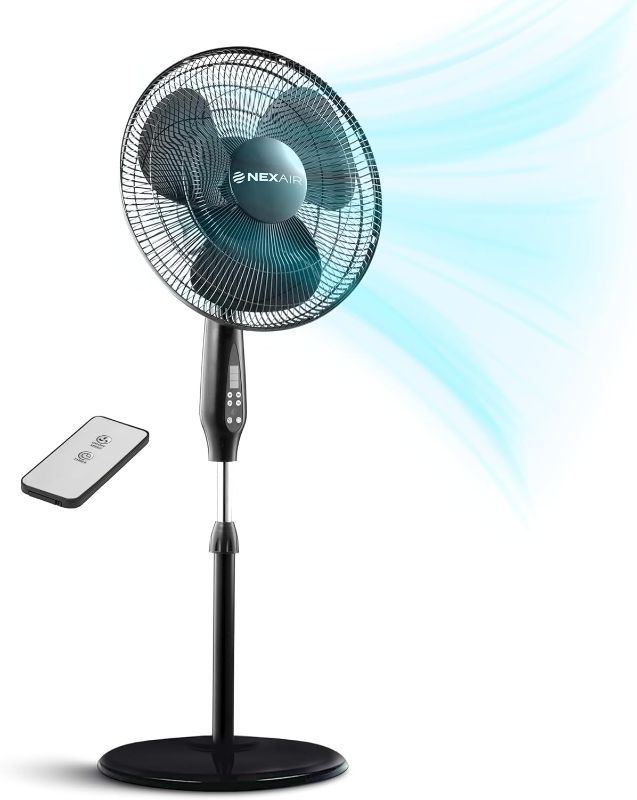 Photo 1 of Oscillating 16 Inch Pedestal Stand Up Fan, Quiet Operating Room Fan With Remote Control, 3 Speed Stand Fan for Bedroom, with Adjustable Height, Standing Fan Great For Office & Living Room…