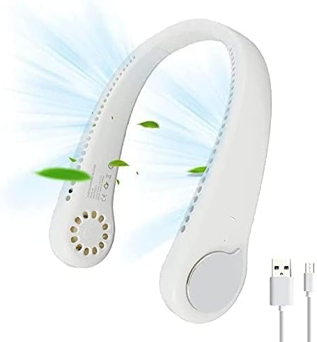 Photo 1 of Portable leafless hanging neck fan, rechargeable USB neck fan (white)