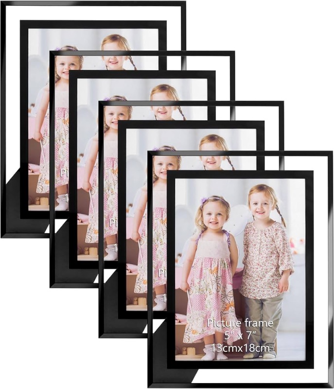 Photo 1 of Glass Picture Frame for 5x7 inch Photo, 4 Pack Clear Frame 