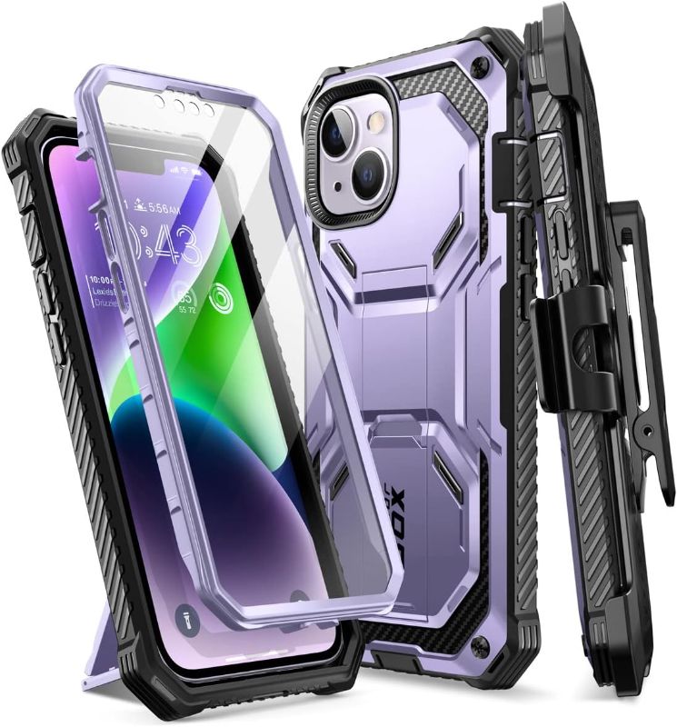 Photo 1 of i-Blason Armorbox for iPhone 14 Plus Case with Stand & Belt Clip [Built-in Screen Protector] (Mauve)