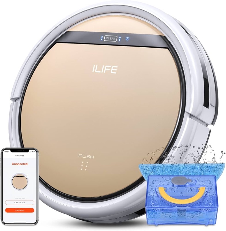 Photo 1 of (NON-REFUNDABLE) ILIFE V5s Plus Robot Vacuum and Mop Combo, Works with 2.4G WiFi, Alexa/App/Remote Control, Automatic Self-Charging Robotic Vacuum Cleaner, for Pet Hair, Hard Floor, Low Carpet (V5s Pro Upgraded)
