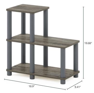 Photo 4 of (NON-REFUNDABLE) Furinno Turn-N-Tube Accent Decorative Shelf, French Oak/Grey