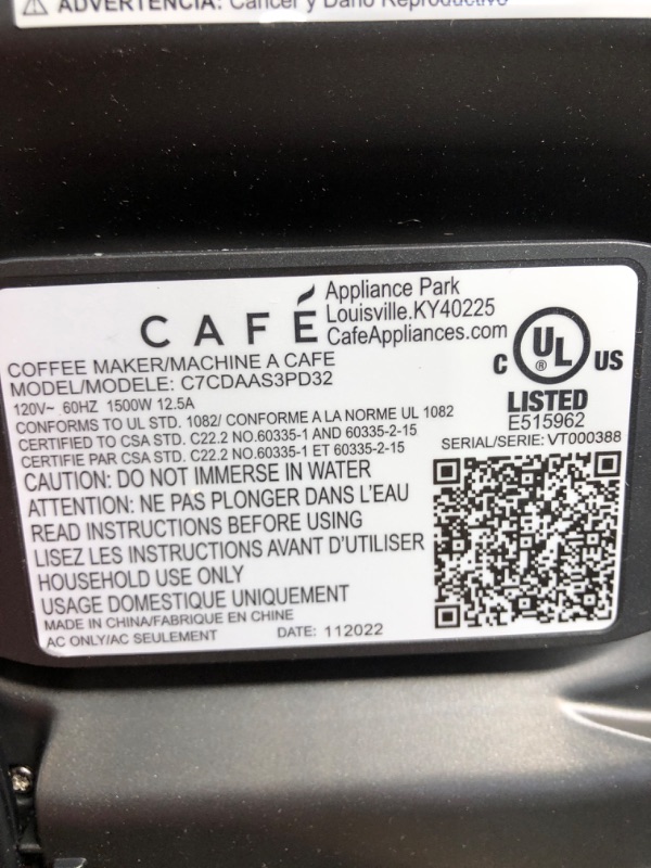 Photo 4 of **NONREFUNDABLE**FOR PARTS OR REPAIR**SEE NOTES**
Café Specialty Drip Coffee Maker | 10-Cup Insulated Thermal Carafe Black