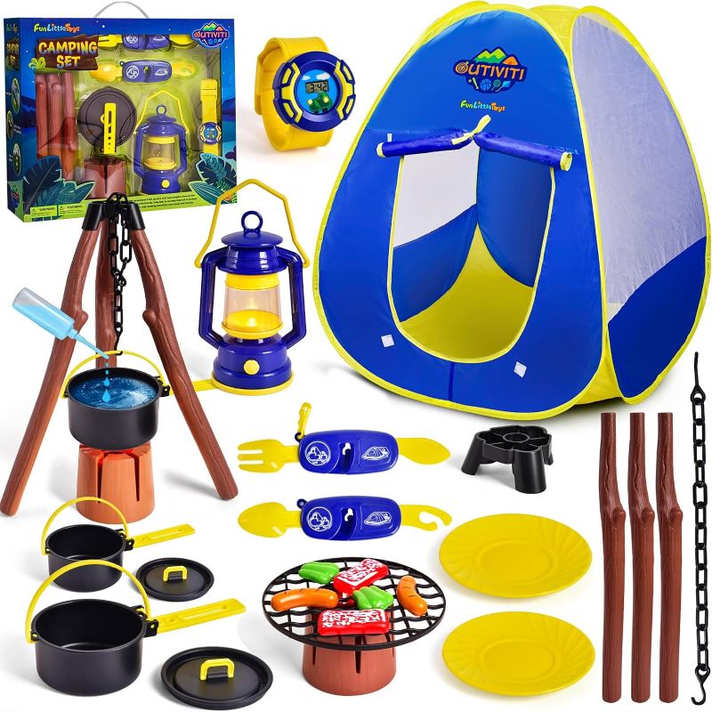 Photo 1 of **APPEARS UNOPENED**
FUN LITTLE TOYS Kids Play Tent with Camping Toys, Toddler Tent with Battery Lantern, Kids Pop Up Tent Indoor Outdoor Toys Birthday Gifts for Girls Boys