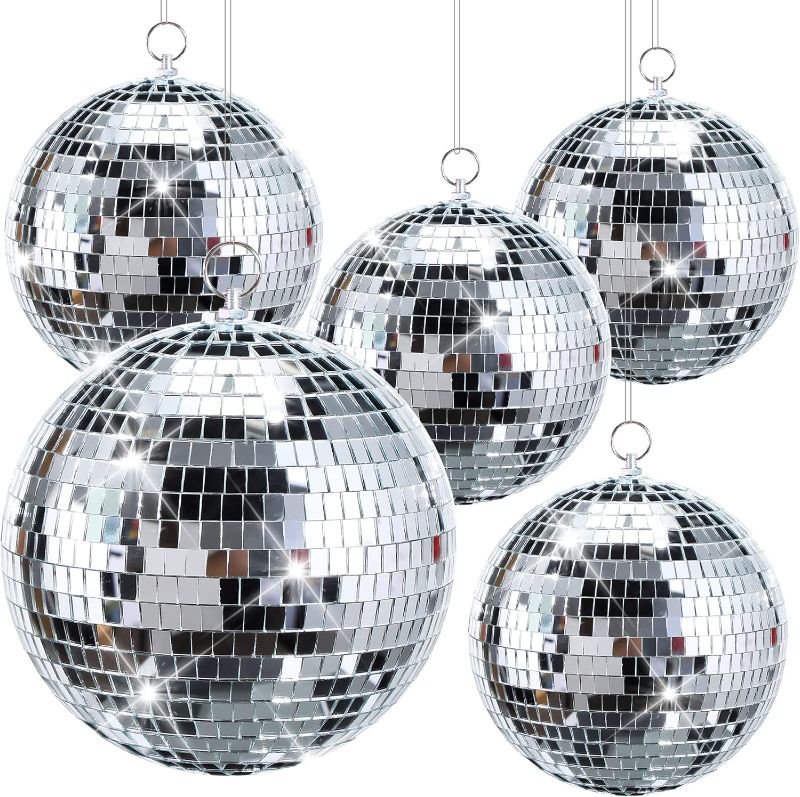 Photo 1 of **GOLD AND SILVER**
Deekin 5 Pieces Disco Ball Mirror Ball Disco Party Decorations 