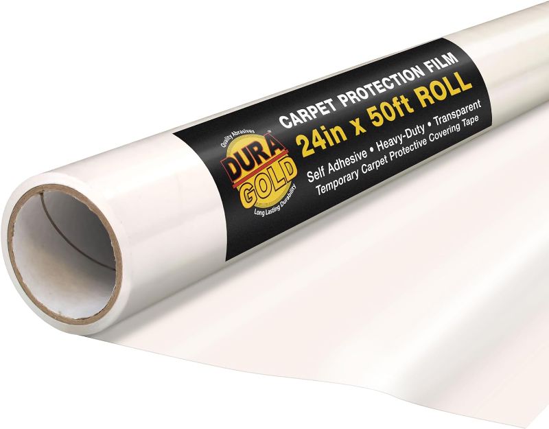 Photo 1 of Dura-Gold Carpet Protection Film, 24-inch x 50' Roll - Clear Self Adhesive Temporary Carpet Protective