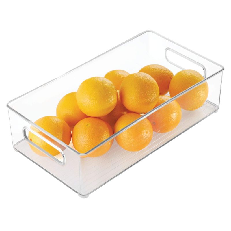 Photo 1 of iDesign Plastic Portable Deep Storage Bin with Handles for Organizing Refrigerator, Freezer, Pantry, BPA-Free,8" x 4" x 14.5", Clear 1 Pack