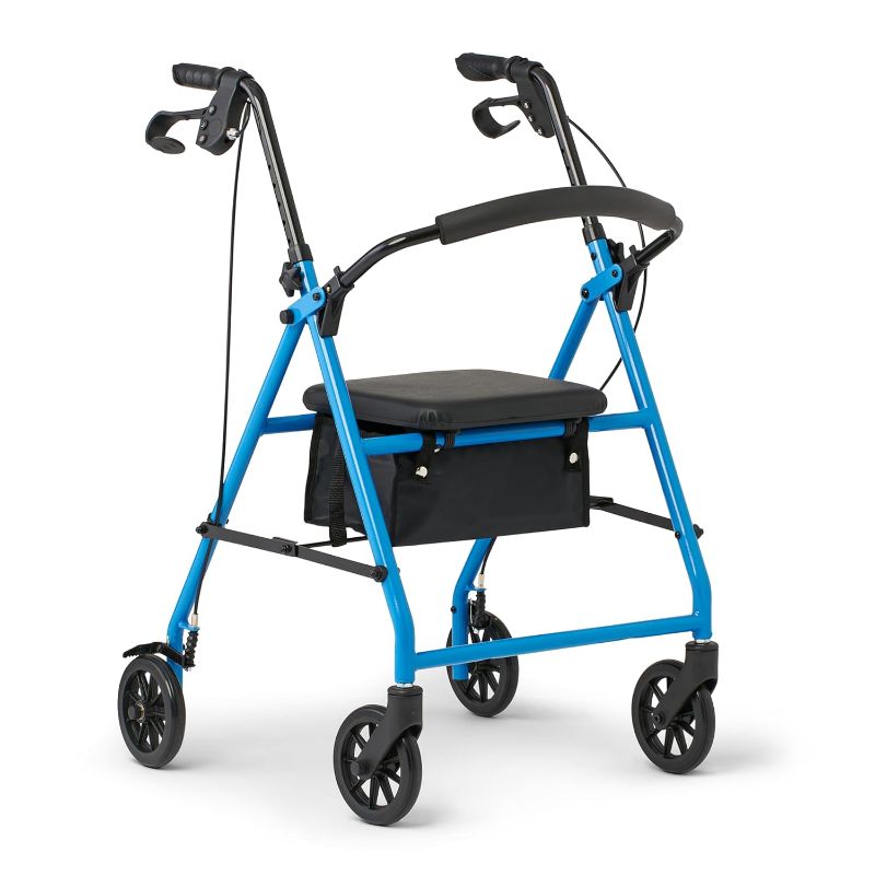 Photo 1 of ****NON REFUNDABLE NO RETURNS SOLD AS IS***PARTS ONLY**
Medline Mobility Lightweight Folding Steel Rollator Walker with 6-inch Wheels, Adjustable Seat and Arms, Light Blue