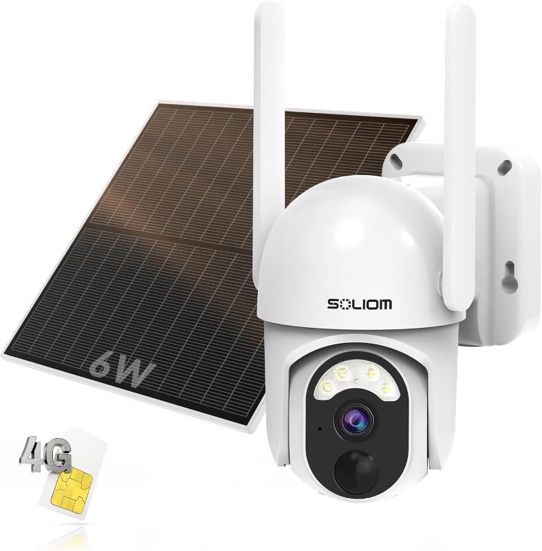 Photo 1 of (NON-REFUNDABLE) SOLIOM® S40R-LTE Cellular-Security-Camera with binding SIM Card, Solar Security Cameras Wireless Outdoor Mini Pan Tilt 355°View with 2K Resolution Video, Spotlight Night Vision, Motion Detection