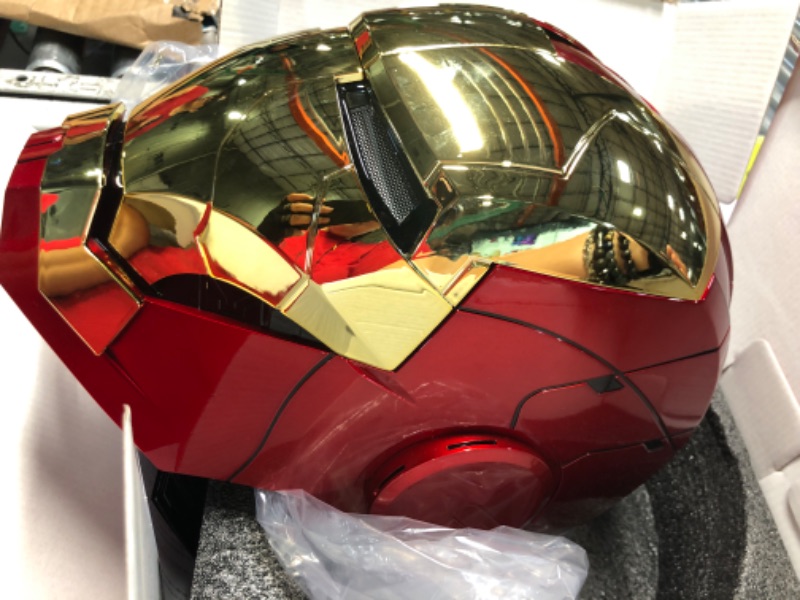 Photo 2 of Iron-mans Helmet Electronic MarK 5 Helmet Gold Voice Control/Sensing/Remote Control Open/Close With Sounds & LED Eyes Light Up Super Hero Movie