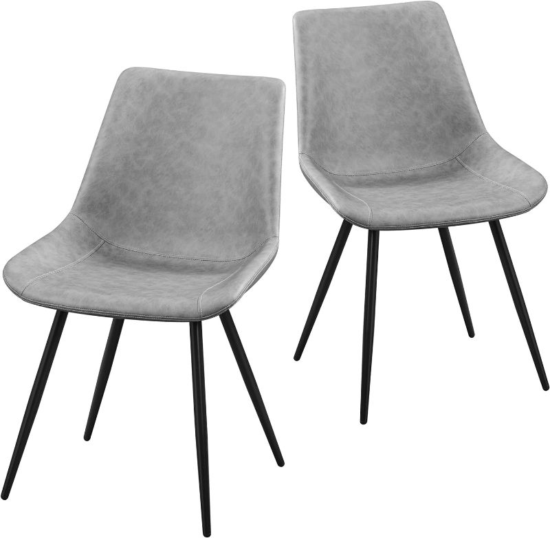 Photo 1 of 
Yaheetech Dining Chairs Set of 2 Modern Upholstered Dining Room Chairs Faux Leather Mid Century Kitchen Chairs with Metal Legs for Dining Room Kitchen, Grey