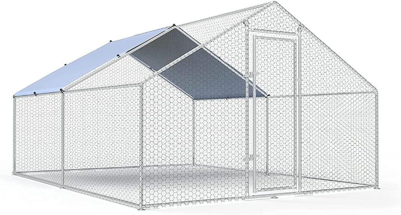 Photo 1 of (NON-REFUNDABLE) Large Metal Chicken Coop Walk-in Poultry Cage Chicken Run Pen Dog Kennel Duck House with Waterproof and Anti-Ultraviolet Cover for Outdoor Farm Use