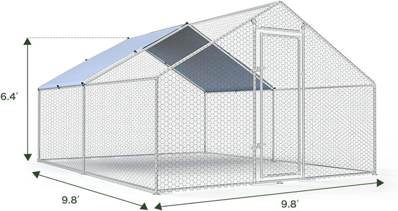 Photo 4 of (NON-REFUNDABLE) Large Metal Chicken Coop Walk-in Poultry Cage Chicken Run Pen Dog Kennel Duck House with Waterproof and Anti-Ultraviolet Cover for Outdoor Farm Use