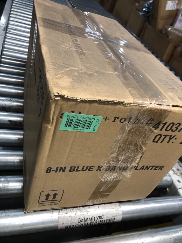 Photo 1 of **NON-REFUNDABLE, 2 PACK** allen + roth Round 7.87-in W x 7.87-in H Blue Ceramic Indoor/Outdoor Planter
