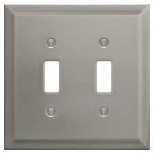 Photo 1 of **NON-REFUNDABLE, 2 PACK** allen + roth 2-Gang Standard Size Brushed Nickel Indoor Toggle Wall Plate 5 IN X 5 IN