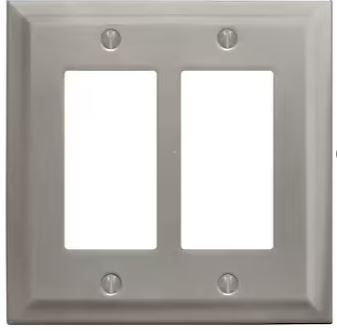 Photo 1 of **NON-REFUNDABLE, 2 PACK** Allen + roth 2-Gang Standard Size Brushed Nickel Indoor Decorator Wall Plate