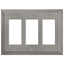 Photo 1 of **NON-REFUNDABLE, 2 PACK** allen + roth 3-Gang Standard Size Brushed Nickel Indoor Decorator Wall Plate 6.75 x 5in