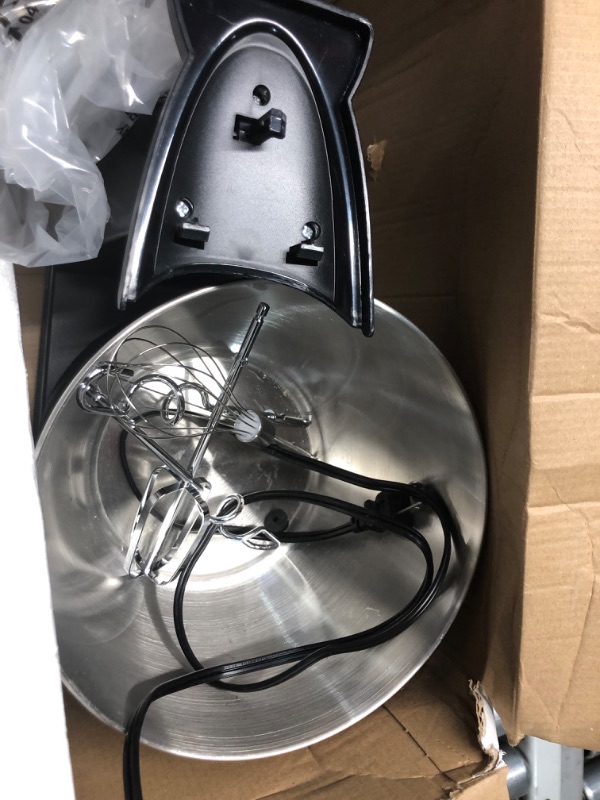 Photo 5 of Hamilton Beach Classic Stand and Hand Mixer, 4 Quarts, 6 Speeds, Bowl Rest, 290 Watts Peak Power, Black and Stainless 