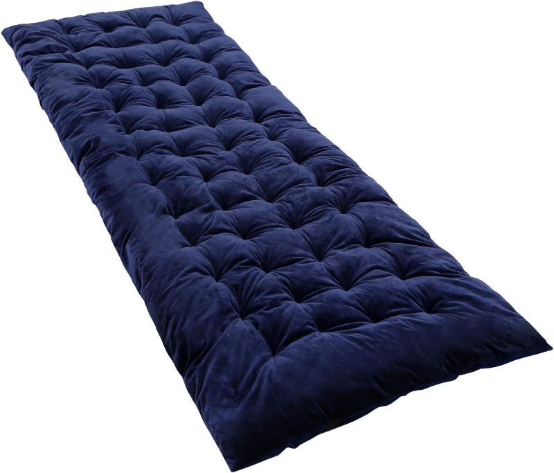 Photo 1 of (READ FULL POST) REDCAMP Folding Cot Pads for Sleeping Extra Thick, Soft Comfortable Velvet Cotton Camping Cot Mattress Pad for Backpacking Hiking, Blue 75x28 inches
