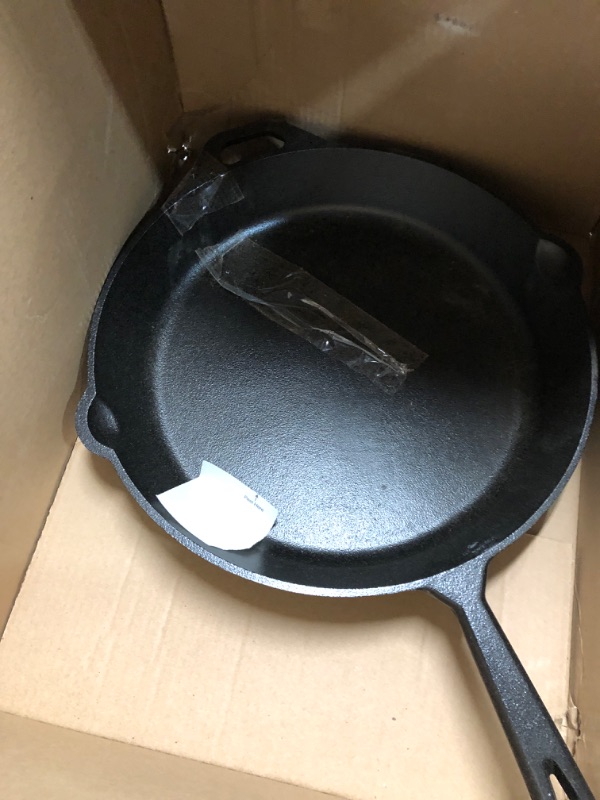 Photo 2 of Amazon Basics Pre-Seasoned Cast Iron Skillet, Heavy-Duty & Large, 15-Inch, Black