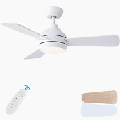 Photo 1 of 42 Inch Ceiling Fans with Lights, White Ceiling Fan with Light and Remote Control, Dimmable 6 Speeds DC Reversible Quiet Modern Ceiling Fan for Bedroom, Living Room, Patio