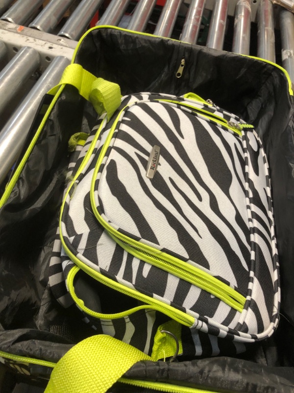 Photo 2 of (USED/MINOR DAMAGE/ SEE NOTES) Rockland Fashion Softside Upright Luggage Set,Expandable, Zebra, 2-Piece (14/19)