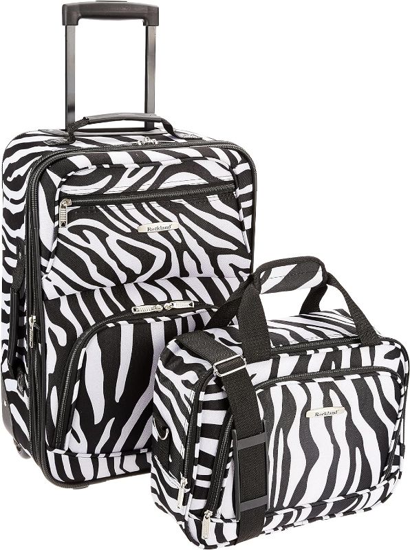 Photo 1 of (USED/MINOR DAMAGE/ SEE NOTES) Rockland Fashion Softside Upright Luggage Set,Expandable, Zebra, 2-Piece (14/19)