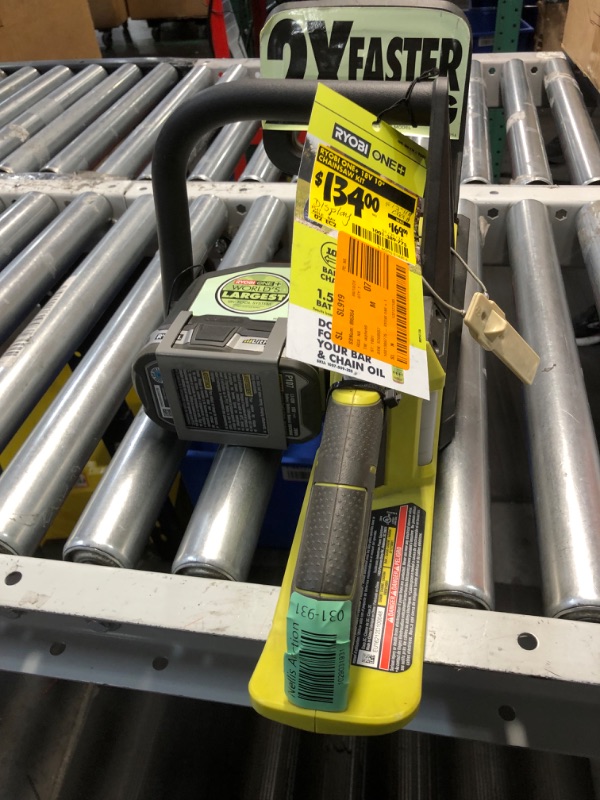 Photo 1 of ***USED AND DIRTY - MISSING OIL CAP AND CHAIN - UNABLE TO TEST - SEE PICTURES***
Ryobi P546 10 in. ONE+ 18-Volt Lithium+ Cordless Chainsaw, Battery Included