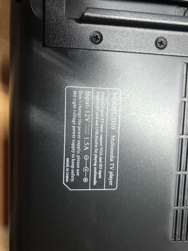 Photo 4 of ***(MISSING PARTS/ SEE NOTES) ***
Tyler 7" Portable 720p TV LCD Monitor Rechargeable Battery Powered Wireless Capability HD-TV, USB, HDMI Input, AC/DC, Remote Control Built In Stand Small For Car Kids Travel