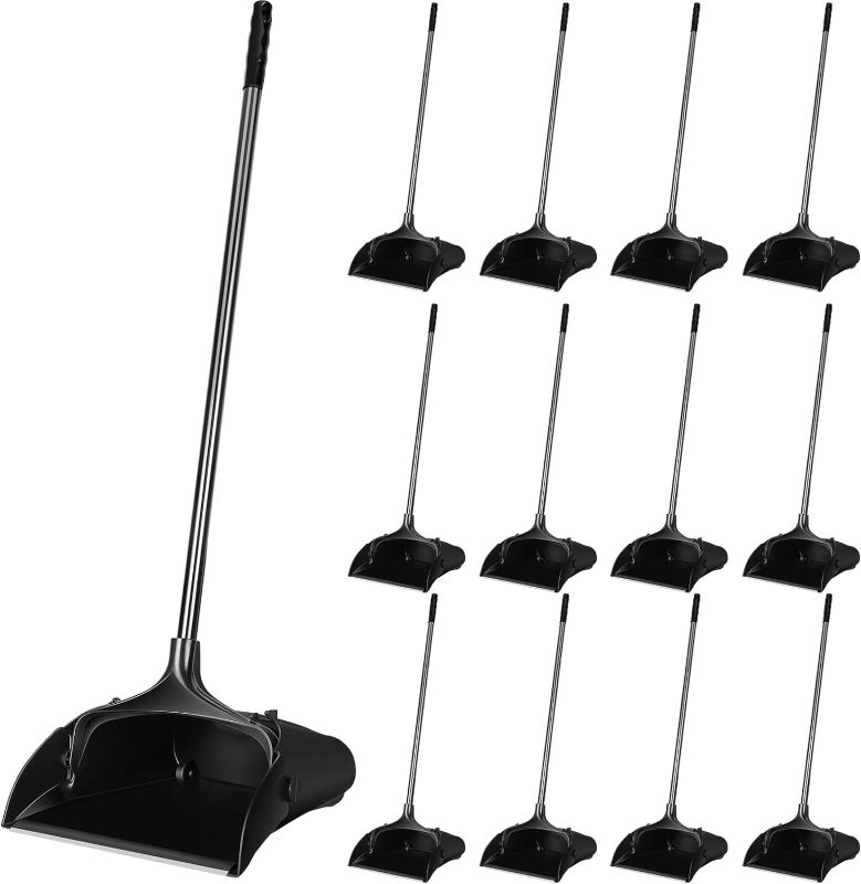 Photo 1 of 
Maxcheck 12 Pcs Commercial Lobby Dustpan Bulk Upright Lobby Dust Pan Plastic Dustpan with Long Handle Upright Standing Dustpan Heavy Duty for Outdoors